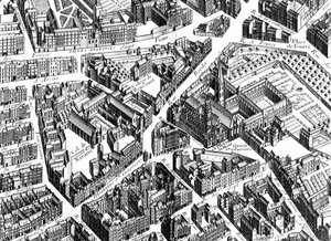 The Sainte-Geneviève area, Paris, detail from the Plan of Paris, known as the Plan de Turgot, engraved by Claude Lucas (detail)